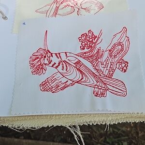 Handmade machine embroidery bird patch